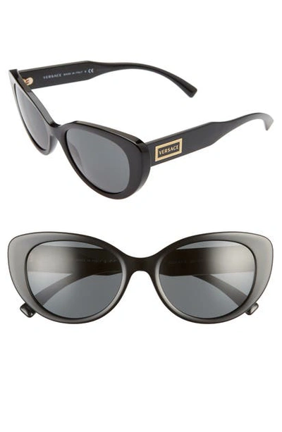 Shop Versace 54mm Cat Eye Sunglasses In Black/ Grey Solid