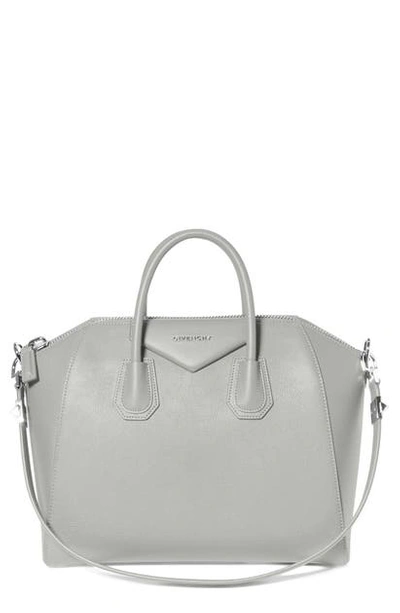 Shop Givenchy 'medium Antigona' Sugar Leather Satchel - Grey In Pearl Grey