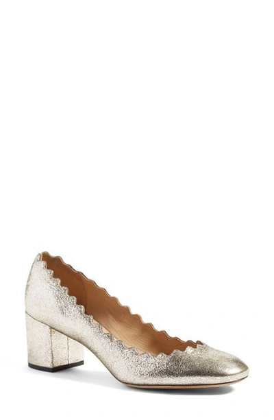 Shop Chloé 'lauren' Scalloped Pump In Grey Glitter