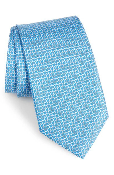 Shop Ferragamo Energia Omega Print Silk Tie In Blue