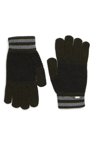Shop Ted Baker Rushglo Merino Wool Blend Gloves In Khaki