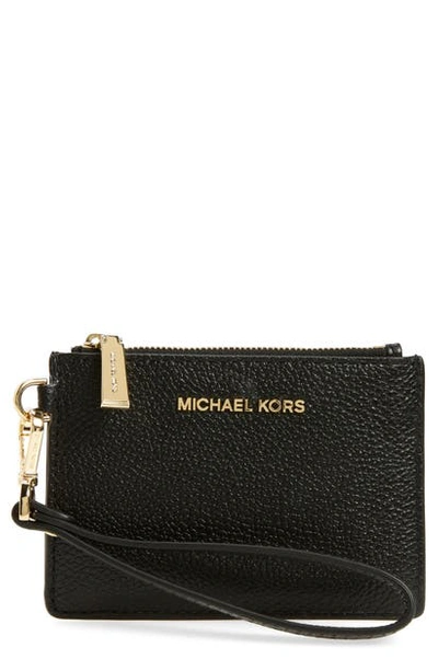 Shop Michael Michael Kors Small Mercer Leather Rfid Coin Purse In Black