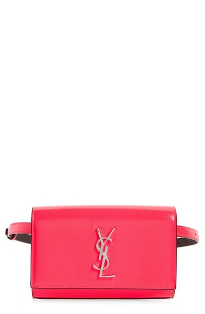 Shop Saint Laurent Kate Leather Belt Bag - Pink In Neon Pink