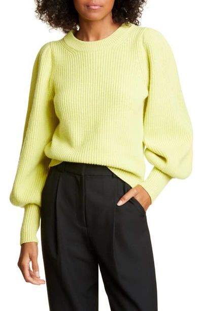 Shop A.l.c Eliana Balloon Sleeve Wool Blend Sweater In Citron