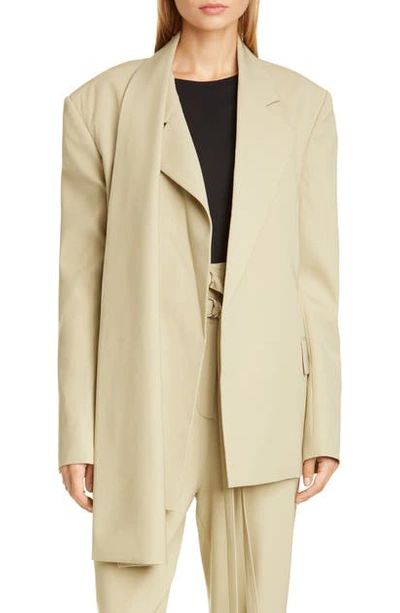 Shop Proenza Schouler Oversize Stretch Wool Scarf Blazer In Sage