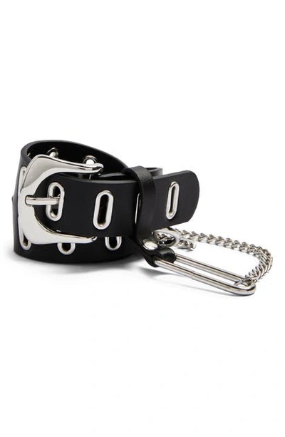Shop Topshop Oval Eyelet Chain Belt In Black
