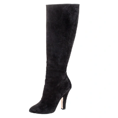 Pre-owned Dolce & Gabbana Black Suede Knee Length Boots Size 39