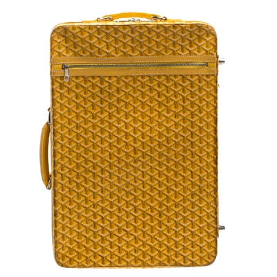 Pre-owned Goyard Mustard Coated Canvas Pm Trolley In Yellow