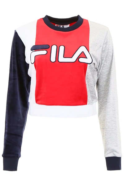 Shop Fila Chenille Sweatshirt In Grey,red,white