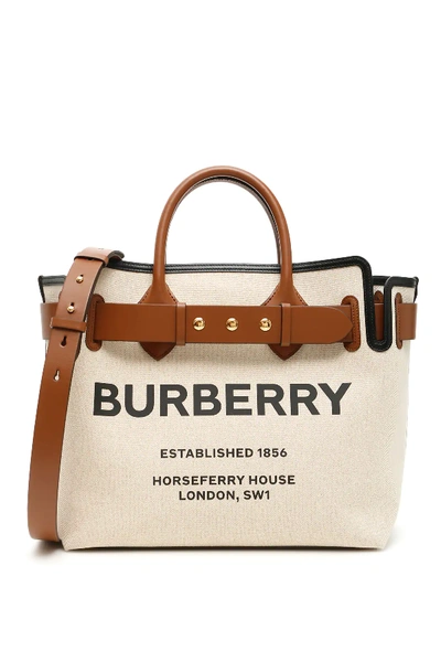 Shop Burberry The Belt Medium Tote Bag In Beige,brown