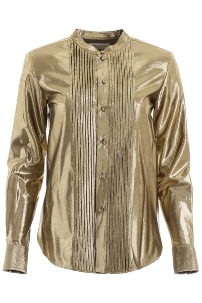 Shop Saint Laurent Lurex Shirt In Gold