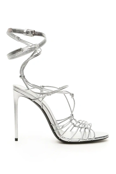 Shop Saint Laurent Robin 105 Sandals In Silver