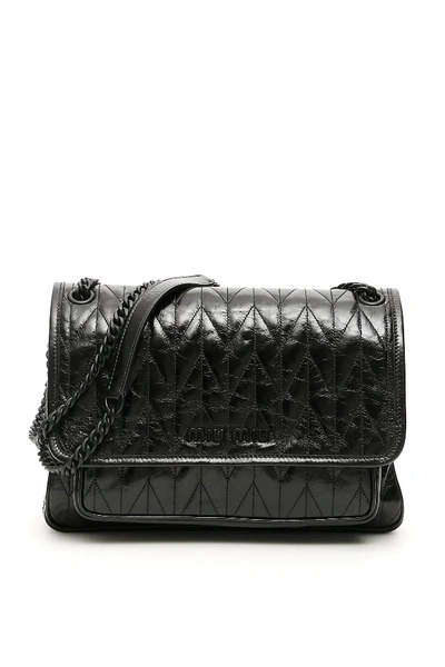 Shop Miu Miu Quilted Shine Calfskin Bag In Black