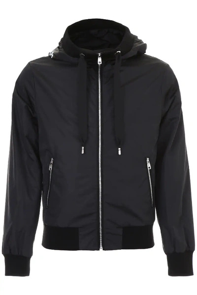 Shop Dolce & Gabbana Bomber With Hood In Black