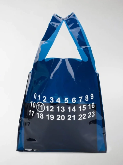 Shop Maison Margiela Printed Detail Clear Tote Bag In Blue