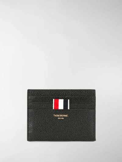 Shop Thom Browne Tricolour Tab Card Holder In Black