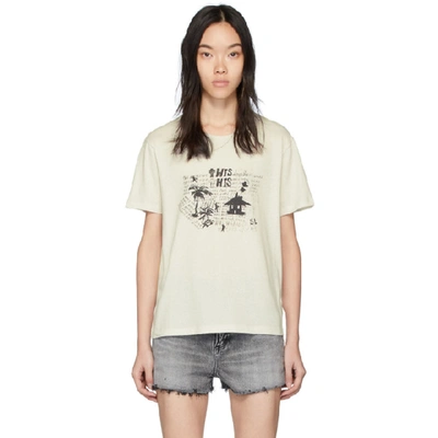 Shop Saint Laurent Off-white Necklace T-shirt In 9562 Dirty