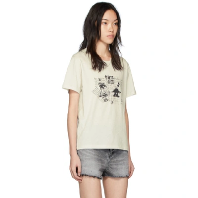 Shop Saint Laurent Off-white Necklace T-shirt In 9562 Dirty