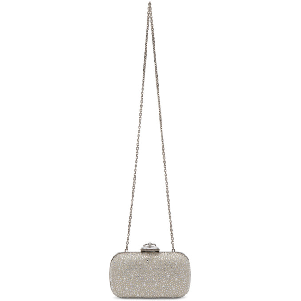 alexander mcqueen silver clutch