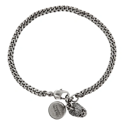 Shop Alexander Mcqueen Silver Skull Bracelet In 1177 0446