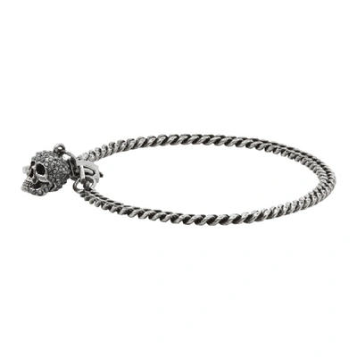 Shop Alexander Mcqueen Silver Skull Bracelet In 1177 0446