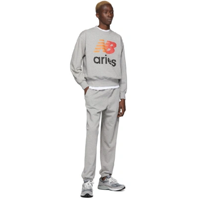 Shop Aries Grey New Balance Edition Logo Sweatshirt