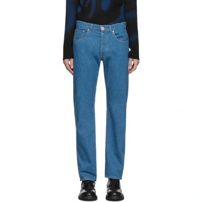 Shop Lanvin Blue Washed Straight Jeans In 22 Ltblue