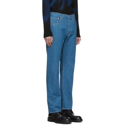Shop Lanvin Blue Washed Straight Jeans In 22 Ltblue