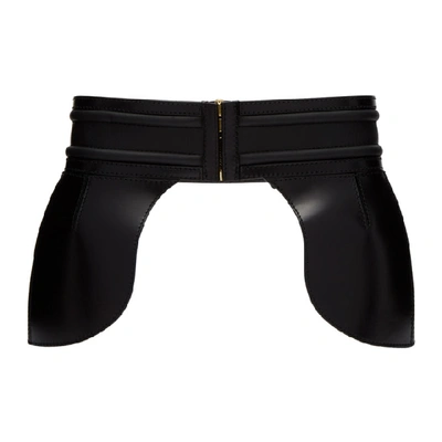 Shop Alexander Mcqueen Black Leather Corset Belt In 1000 Black