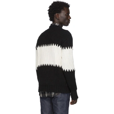Shop Officine Generale Black & White Striped Ribbed Sweater In Black/white