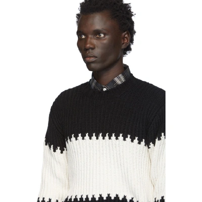 Shop Officine Generale Black & White Striped Ribbed Sweater In Black/white