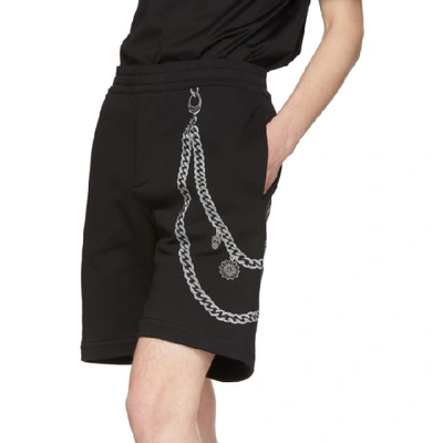 Shop Alexander Mcqueen Black Chain Embroidery Shorts In 0901 Blkmix