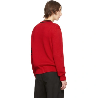 Shop Alexander Mcqueen Red & Black Logo Varsity Sweater In 6533 Redblk