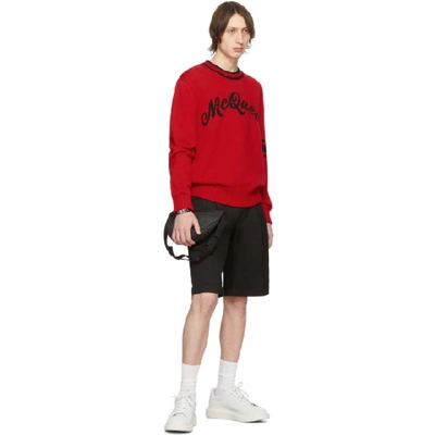 Shop Alexander Mcqueen Red & Black Logo Varsity Sweater In 6533 Redblk