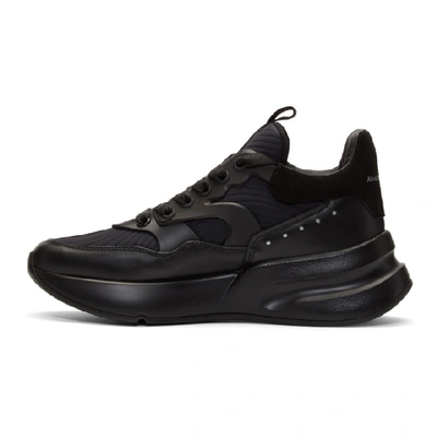 Shop Alexander Mcqueen Black Leather Trainers In Black/silver