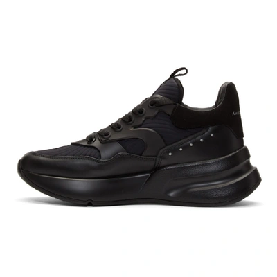 Shop Alexander Mcqueen Black Leather Sneakers In Black/silver