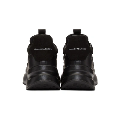 Shop Alexander Mcqueen Black Leather Sneakers In Black/silver