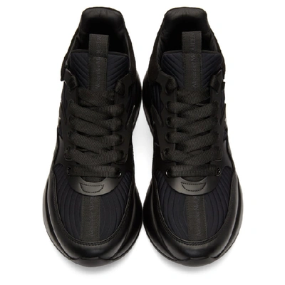 Shop Alexander Mcqueen Black Leather Sneakers In Black/silver