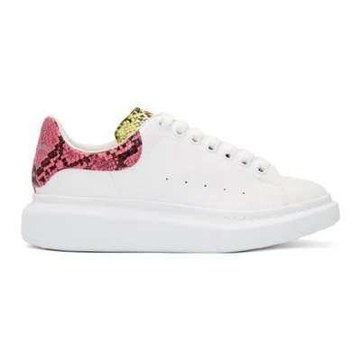 Shop Alexander Mcqueen White Snake Oversized Sneakers In White/multicolor