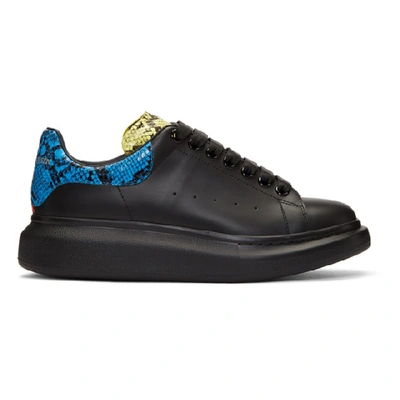 Shop Alexander Mcqueen Black Snake Oversized Sneakers In Black/multicolor