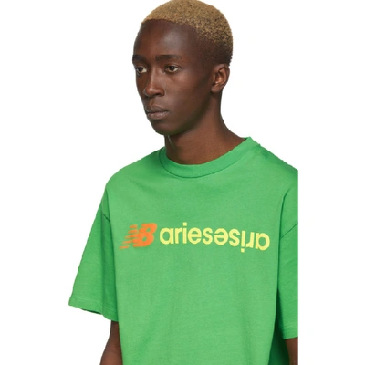 Shop Aries Green New Balance Edition Logo T-shirt