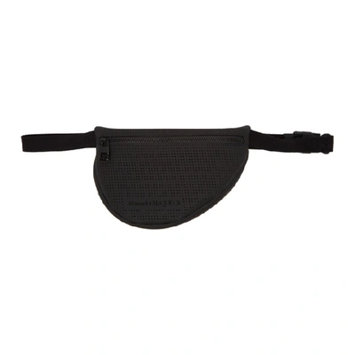 Shop Alexander Mcqueen Black Mini Perforated Harness Bumbag In 1000 Black