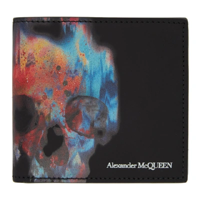 Shop Alexander Mcqueen Black Skull Wallet In 8490 Multi