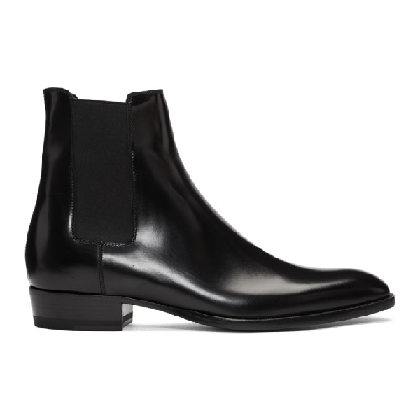 saint laurent wyatt leather chelsea boots