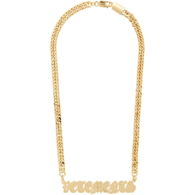 Shop Vetements Gold Logo Script Necklace