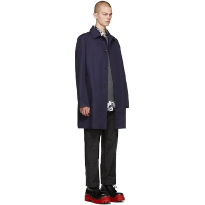 Shop Lanvin Navy Gabardine Mackintosh Coat In 241 Ink Blu