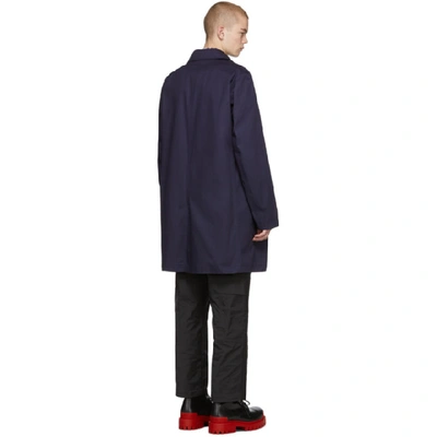 Shop Lanvin Navy Gabardine Mackintosh Coat In 241 Ink Blu