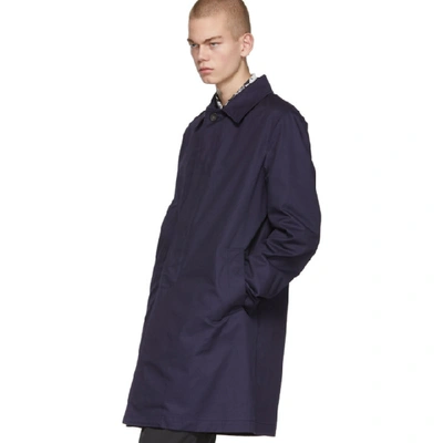 Shop Lanvin Navy Gabardine Mackintosh Coat In 241 Ink Blu