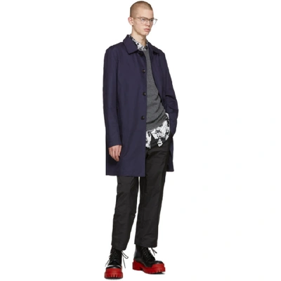 Shop Lanvin Navy Gabardine Mackintosh Coat In 241 Ink Blu