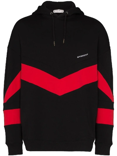 Shop Givenchy Contrast Stripe Hoodie In Black